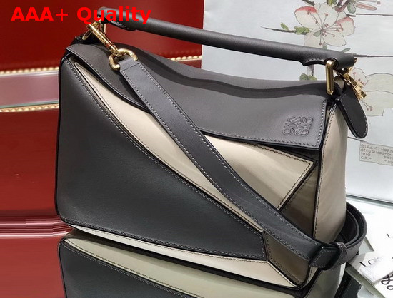 Loewe Puzzle Small Bag Grey and Khaki Classic Calf Replica