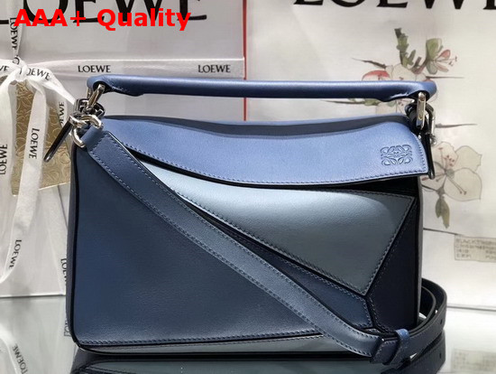 Loewe Puzzle Small Bag Light Blue and Navy Blue Classic Calf Replica