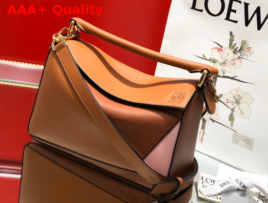 Loewe Puzzle Small Bag Tan Medium Pink Classic Calf Replica