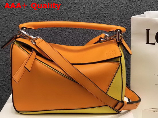 Loewe Puzzle Small Bag in Mandarin Yellow Classic Calf Replica