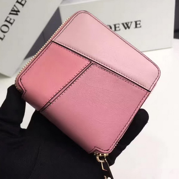 Loewe Puzzle Small Wallet in Pink Calf Leather For Sale