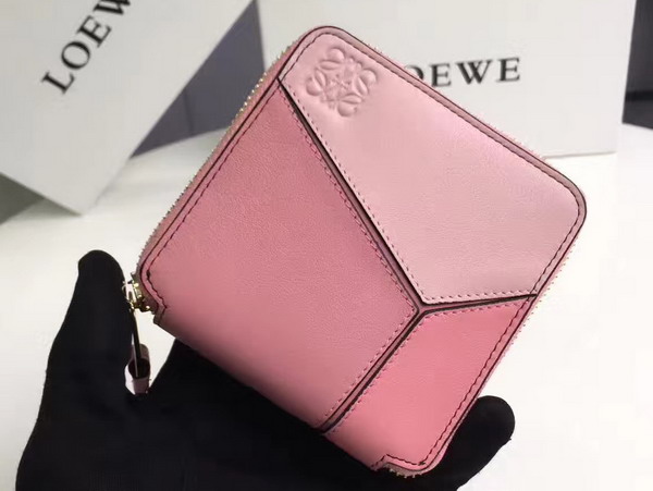 Loewe Puzzle Small Wallet in Pink Calf Leather For Sale