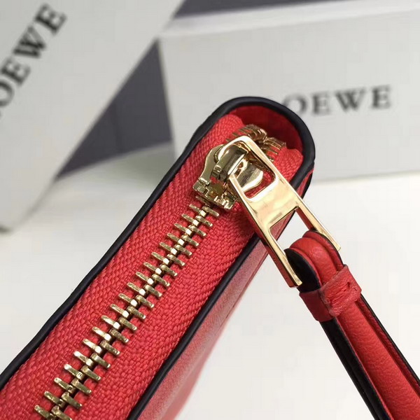 Loewe Puzzle Zip Around Wallet Coral Calf Leather For Sale