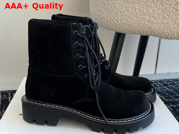 Loewe Sierra Combat Boot in Black Suede Replica