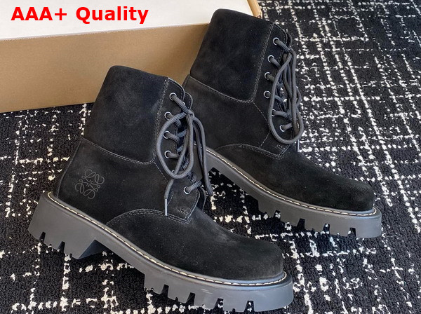 Loewe Sierra Combat Boot in Suede Black Replica