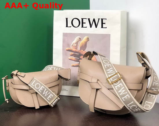 Loewe Small Gate Bag in Sand Soft Calfskin and Jacquard Replica