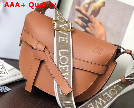 Loewe Small Gate bag in Soft Calfskin and Jacquard Tan Replica