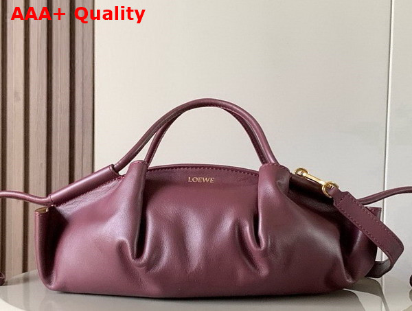 Loewe Small Paseo Bag in Burgundy Shiny Nappa Calfskin Replica