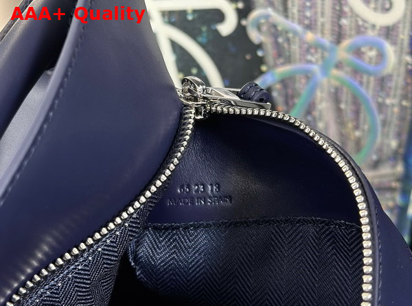 Loewe Small Puzzle Bag in Abyss Blue Satin Calfskin with Adjustable Canvas Shoulder Strap Replica