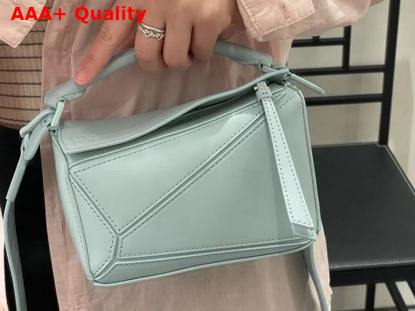 Loewe Small Puzzle Bag in Satin Calfskin Aquamarine Replica