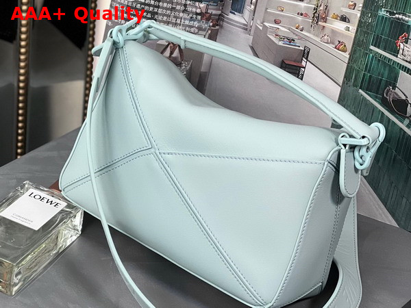 Loewe Small Puzzle Bag in Satin Calfskin Aquamarine Replica