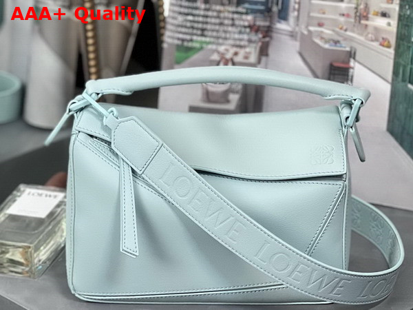 Loewe Small Puzzle Bag in Satin Calfskin Aquamarine Replica