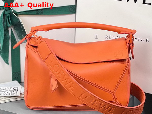 Loewe Small Puzzle Bag in Satin Calfskin Orange Replica