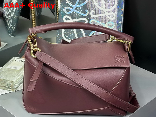 Loewe Small Puzzle Edge Bag in Burgundy Classic Calfskin Replica