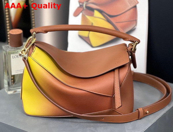 Loewe Small Puzzle Edge Bag in Degrade Nappa Calfskin Tan Yellow Replica