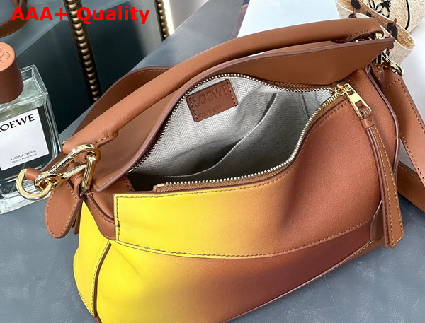 Loewe Small Puzzle Edge Bag in Degrade Nappa Calfskin Tan Yellow Replica