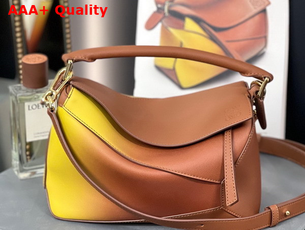 Loewe Small Puzzle Edge Bag in Degrade Nappa Calfskin Tan Yellow Replica