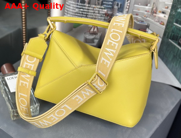 Loewe Small Puzzle Edge Bag in Satin Calfskin Pale Yellow Glaze Replica