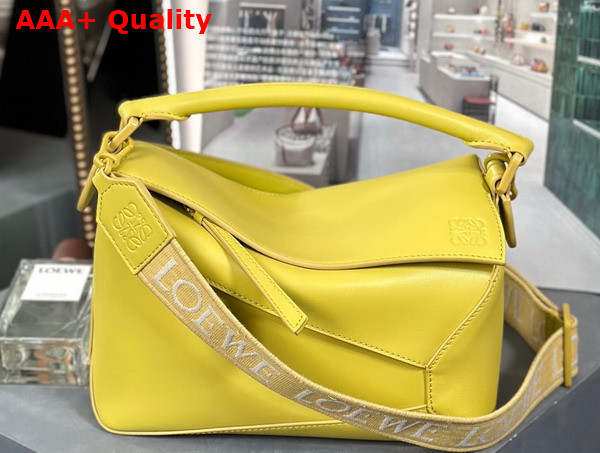 Loewe Small Puzzle Edge Bag in Satin Calfskin Pale Yellow Glaze Replica