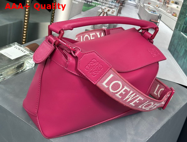 Loewe Small Puzzle Edge Bag in Satin Calfskin Ruby Red Glaze Replica