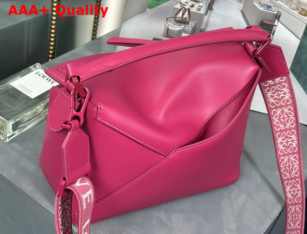 Loewe Small Puzzle Edge Bag in Satin Calfskin Ruby Red Glaze Replica