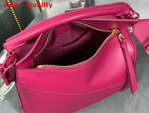 Loewe Small Puzzle Edge Bag in Satin Calfskin Ruby Red Glaze Replica