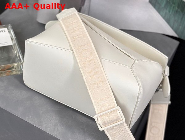 Loewe Small Puzzle Edge Bag in Satin Calfskin White Glaze Replica