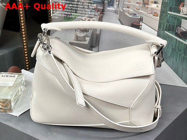 Loewe Small Puzzle Edge Bag in Soft White Soft Grained Calfskin Replica