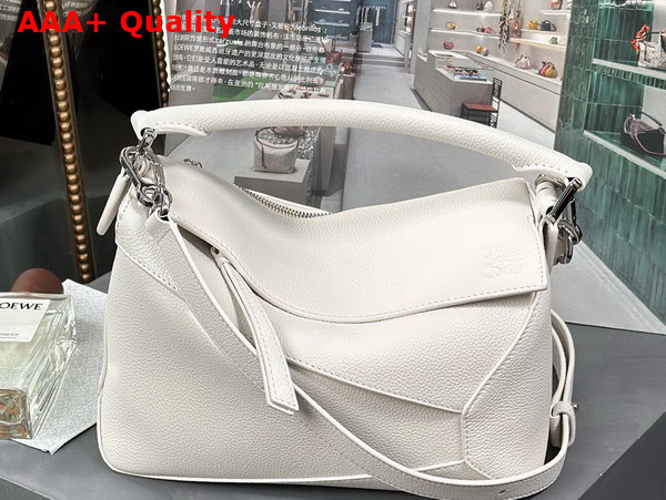 Loewe Small Puzzle Edge Bag in Soft White Soft Grained Calfskin Replica