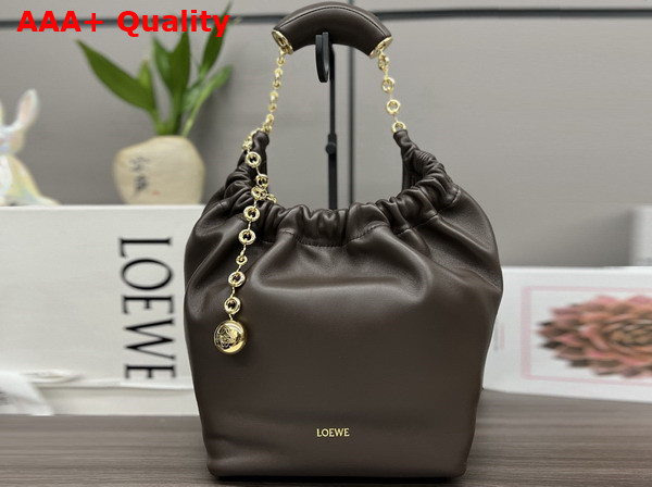 Loewe Small Squeeze Bag in Chocolate Nappa Lambskin Replica