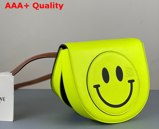 Loewe Smiley Heel Bag in Soft Calfskin Neon Yellow Replica