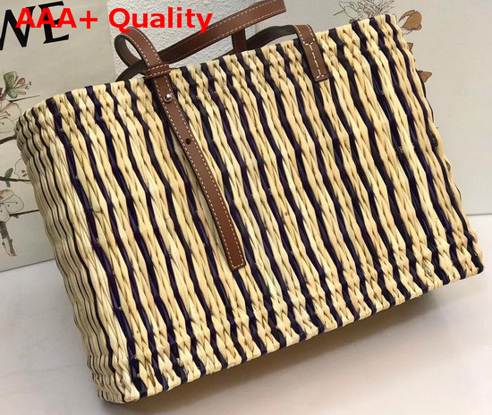 Loewe Square Basket Bag in Reed and Calfskin Natural Black Pecan Replica