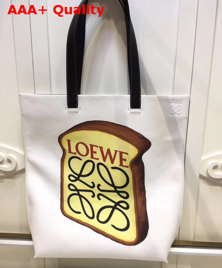 Loewe Vertical Tote Bread Bag in White Classic Calf Leather Replica