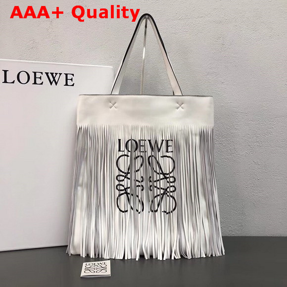 Loewe Vertical Tote Fringe Paula Bag Soft White Replica