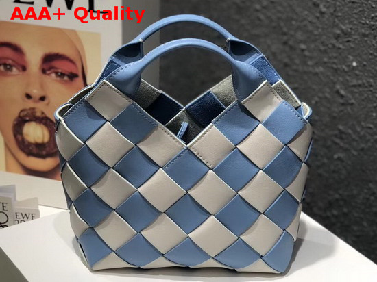 Loewe Woven Basket Gingham Mini Bag Soft Blue and White Replica