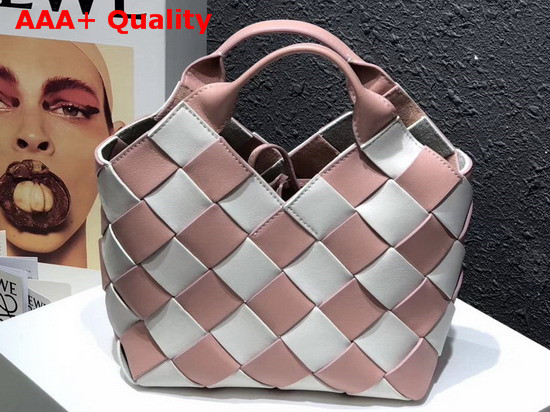 Loewe Woven Basket Gingham Mini Bag Soft Pink and White Replica