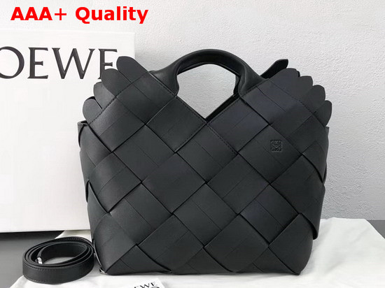 Loewe Woven Buckle Basket Bag in Black Replica