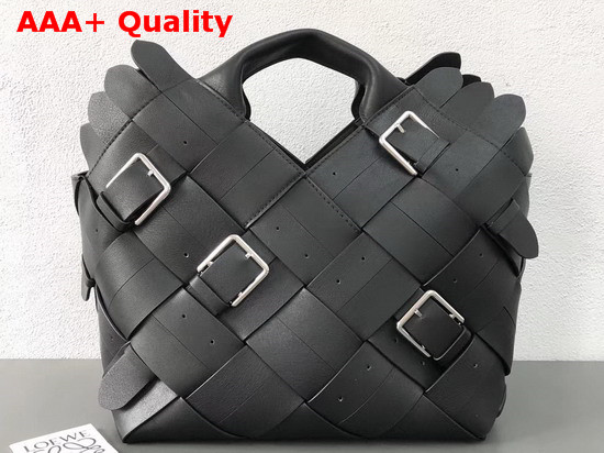 Loewe Woven Buckle Basket Bag in Black Replica