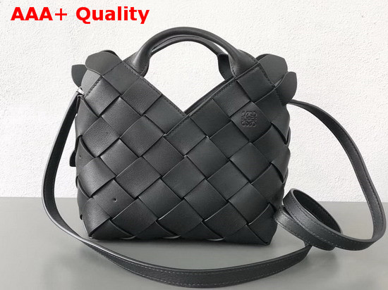 Loewe Woven Buckle Basket Mini Bag in Black Calf Leather Replica