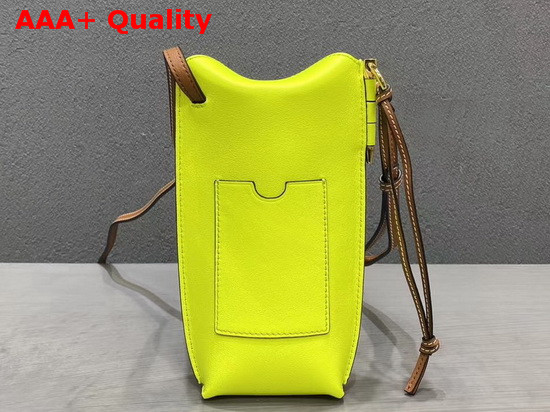 Loewe X Smiley Gate Pocket in Classic Calfskin Neon Yellow Replica