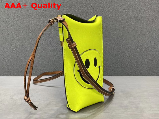 Loewe X Smiley Gate Pocket in Classic Calfskin Neon Yellow Replica