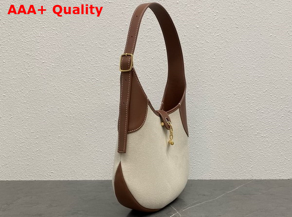 Loro Piana Bobbin Medium Hobo Bag in Cotton and Linen Natural and Caramel Replica