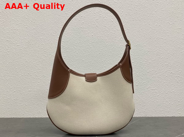 Loro Piana Bobbin Medium Hobo Bag in Cotton and Linen Natural and Caramel Replica