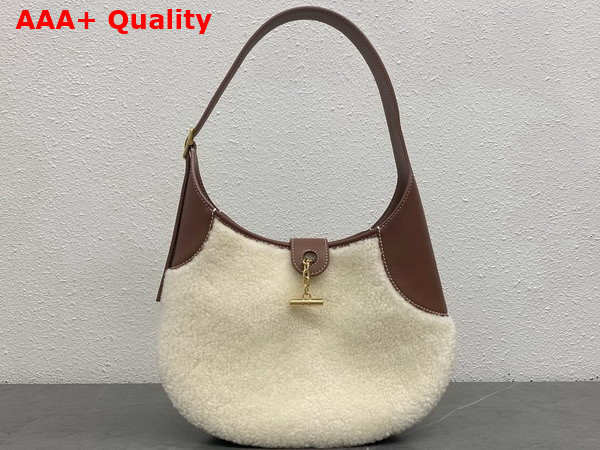 Loro Piana Bobbin Medium Leather Hobo Bag Silk Cashmere Ancient Paper Caramel Sugar Sun Gold Replica