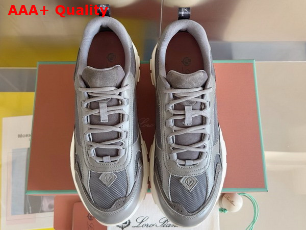 Loro Piana Cairn Walk Sneaker in Grey Technical Fabric and Split Calfskin Replica