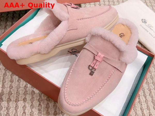 Loro Piana Charms Walk Babouche Loafers in Flowering Cherry Suede Leather Replica