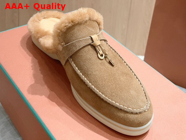 Loro Piana Charms Walk Babouche Loafers in Natural Suede Leather Replica