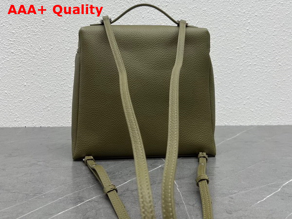 Loro Piana Extra Pocket Backpack in Khaki Green Calfskin Replica