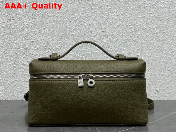 Loro Piana Extra Pocket L19 Pouch in Khaki Green Calfskin Replica