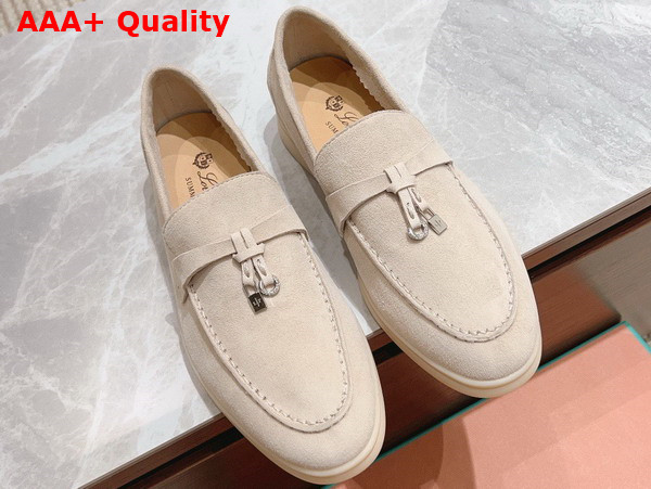 Loro Piana Summer Charms Walk Loafers in Beige Suede Leather Replica